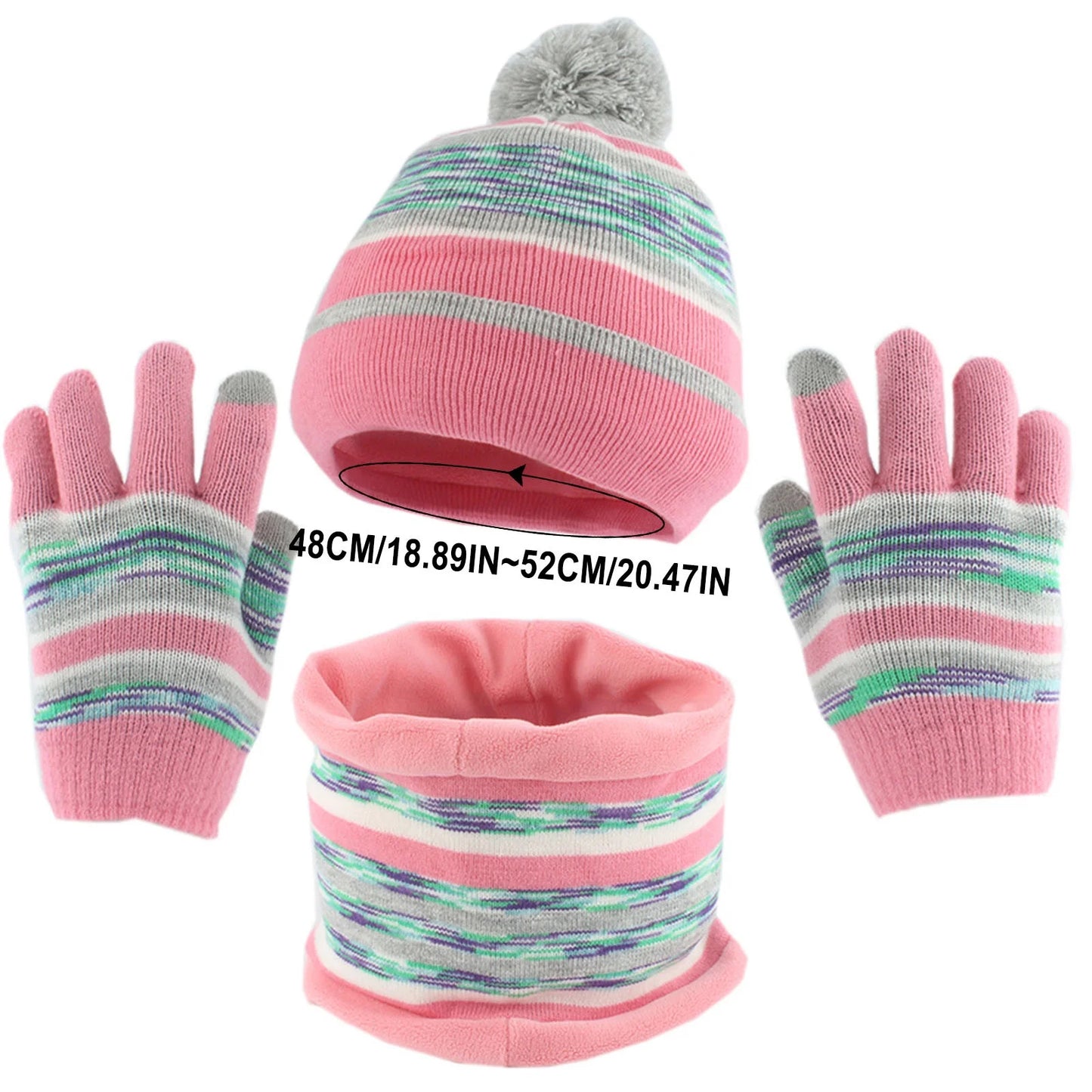 1-6Years Toddler Winter Hat Clearance Kids Beanie Hats Warm Knit Thick Ski Cap with Pompom and Scarf Gloves Set for Girls Boys