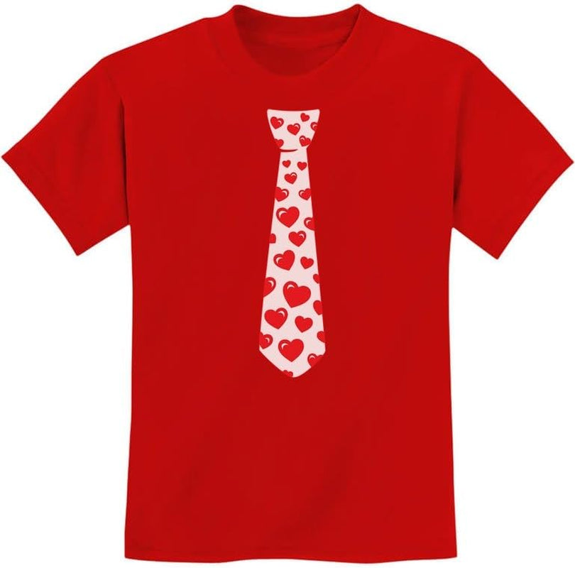 Boys Valentines Day Shirt Red Hearts Tie Toddler Infant Kids T-Shirt