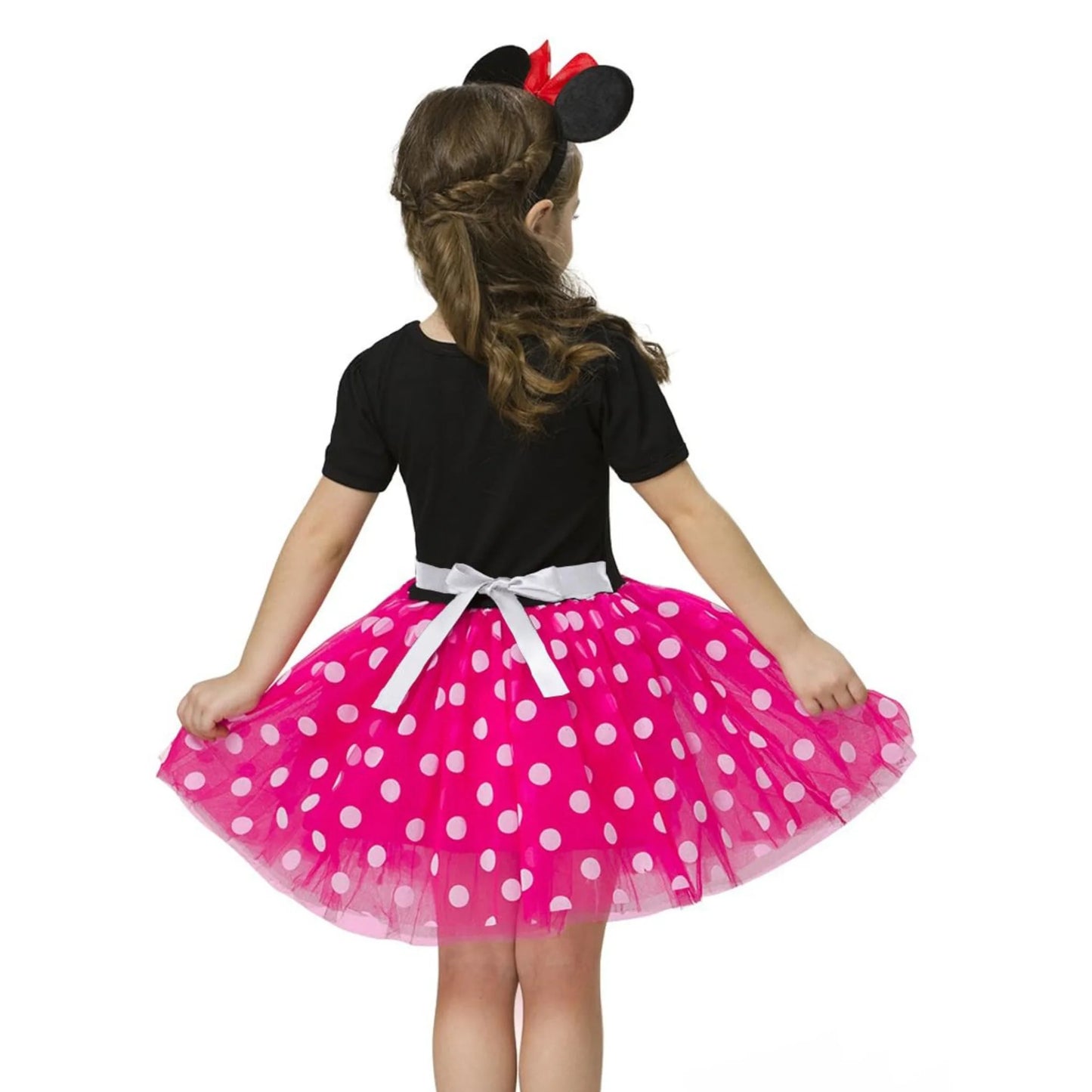 Minnie Mouse Costume Girls Dress up Princess Toddler Cute Polka Dots Fancy Minnie Mouse Dresses up Bowknot Tutu Tulle Cosplay Birthday Party Baby Girl Costume Red with Headband 120 CM